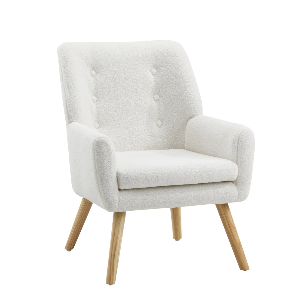 Oikiture 3x Armchair Lounge Chair Sherpa Tub Chairs Sofa White