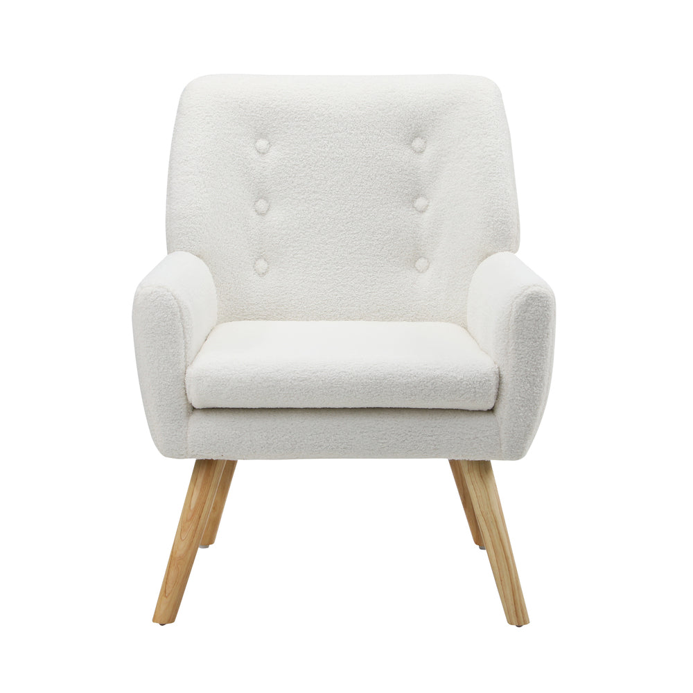 Oikiture 3x Armchair Lounge Chair Sherpa Tub Chairs Sofa White