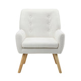 Oikiture 3x Armchair Lounge Chair Sherpa Tub Chairs Sofa White - Front View