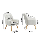 Oikiture 3x Armchair Lounge Chair Sherpa Tub Chairs Sofa White