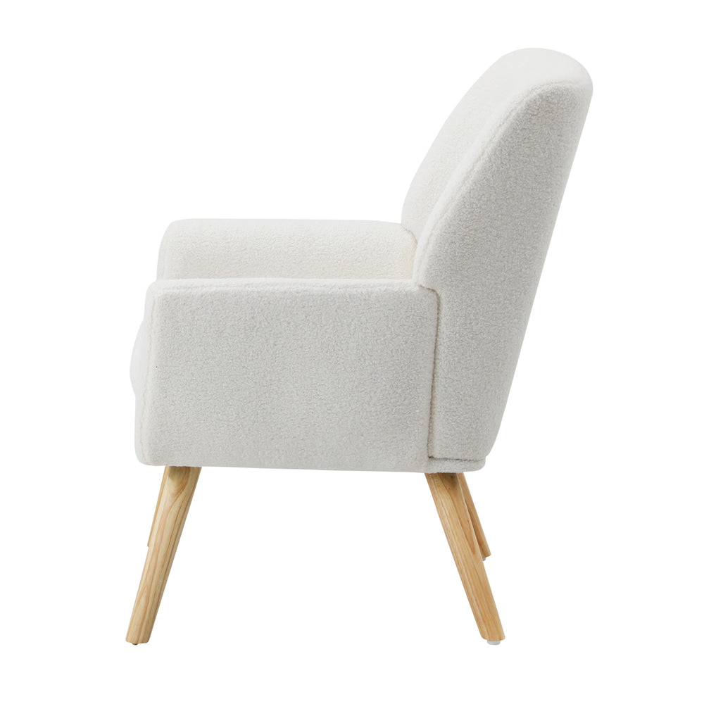 Oikiture 3x Armchair Lounge Chair Sherpa Tub Chairs Sofa White