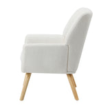 Oikiture 3x Armchair Lounge Chair Sherpa Tub Chairs Sofa White - Close-Up Angle