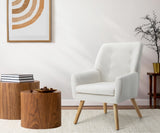 Oikiture 3x Armchair Lounge Chair Sherpa Tub Chairs Sofa White - Side View