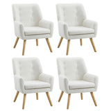 Oikiture 4x Armchair Lounge Chair Sherpa Tub Chairs Sofa White
