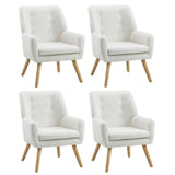 Oikiture 4x Armchair Lounge Chair Sherpa Tub Chairs Sofa White