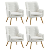 Oikiture 4x Armchair Lounge Chair Sherpa Tub Chairs Sofa White