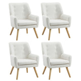 Oikiture 4x Armchair Lounge Chair Sherpa Tub Chairs Sofa White - Close-Up Angle