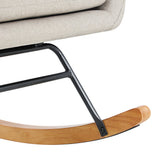 Oikiture Rocking Chair Nursing Armchair Linen Accent Chairs With 2 Pillow Beige - Extra Image