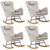 Oikiture 4x Rocking Chair Nursing Armchair Linen 2 Pillow Beige - Rear View