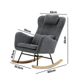 Oikiture Rocking Chair Sherpa With 2 Pillow Grey