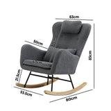 Oikiture Rocking Chair Sherpa With 2 Pillow Grey - Extra Image