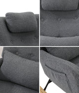 Oikiture Rocking Chair Sherpa With 2 Pillow Grey - Low Angle