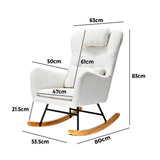 Oikiture Rocking Chair Nursing Armchair Sherpa Accent Chairs With 2 Pillow White - Side View