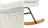 Oikiture Rocking Chair Nursing Armchair Sherpa Accent Chairs With 2 Pillow White