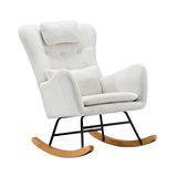 Oikiture 3x Rocking Chair Nursing Armchair Sherpa 2 Pillow White - Low Angle