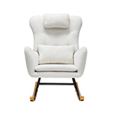 Oikiture 3x Rocking Chair Nursing Armchair Sherpa 2 Pillow White - Front View