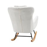 Oikiture 3x Rocking Chair Nursing Armchair Sherpa 2 Pillow White - Side View