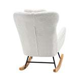 Oikiture 4x Rocking Chair Nursing Armchair Sherpa 2 Pillow White