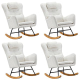 Oikiture 4x Rocking Chair Nursing Armchair Sherpa 2 Pillow White - Side View