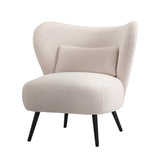 Oikiture Armchair with Lumbar Pillow Wingback Velvet Beige - Front View
