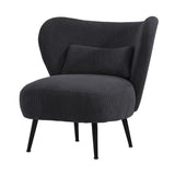 Oikiture Lounge Chair with Lumbar Pillow Wingback Velvet Charcoal - Low Angle