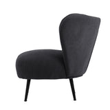 Oikiture 2x Armchair with Lumbar Pillow Wingback Velvet Charcoal