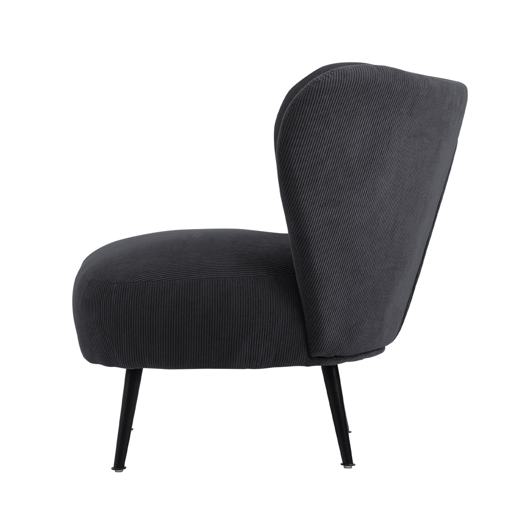 Oikiture 4x Armchair with Lumbar Pillow Wingback Velvet Charcoal