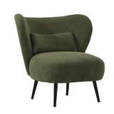 Oikiture Lounge Chair with Lumbar Pillow Wingback Velvet Green