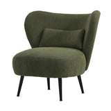 Oikiture Lounge Chair with Lumbar Pillow Wingback Velvet Green - Rear View