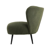 Oikiture 2x Armchair with Lumbar Pillow Wingback Velvet Green - Side View