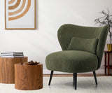 Oikiture 2x Armchair with Lumbar Pillow Wingback Velvet Green - Front View
