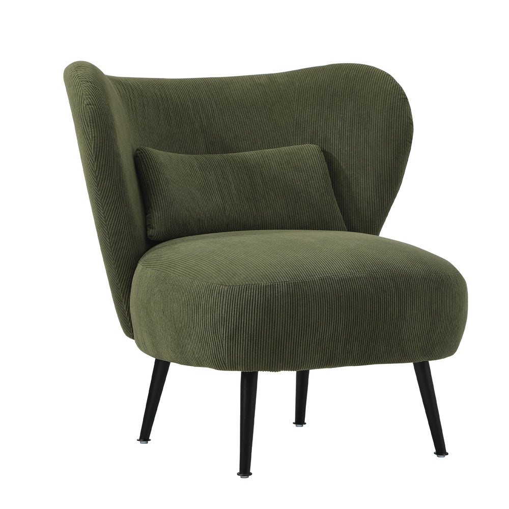 Oikiture 3x Armchair with Lumbar Pillow Wingback Velvet Green