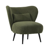 Oikiture 3x Armchair with Lumbar Pillow Wingback Velvet Green - 45-Degree Angle