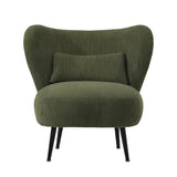 Oikiture 3x Armchair with Lumbar Pillow Wingback Velvet Green