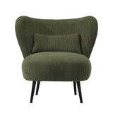 Oikiture 3x Armchair with Lumbar Pillow Wingback Velvet Green - Top-Down View