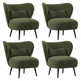 Oikiture 4x Armchair with Lumbar Pillow Wingback Velvet Green
