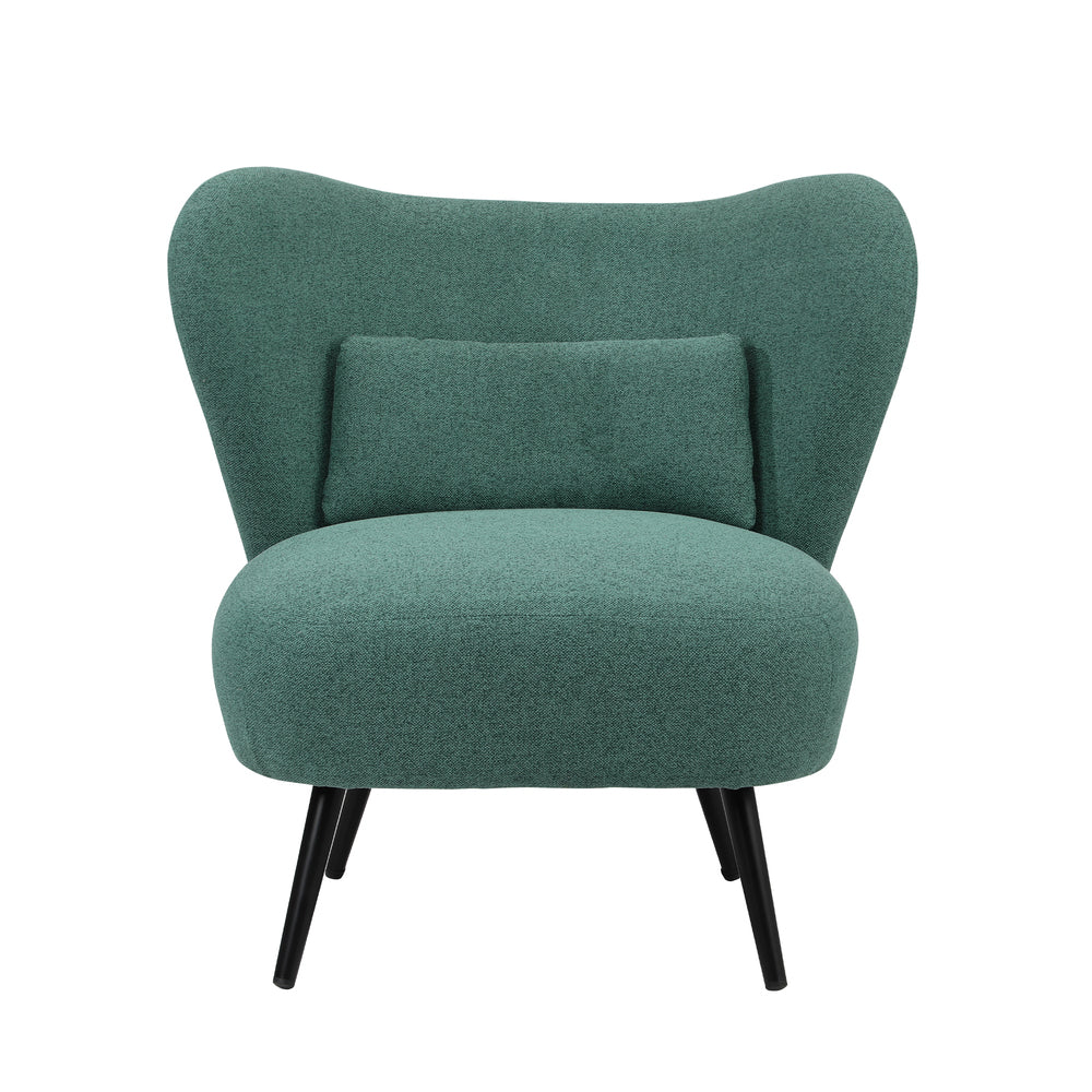 Oikiture Armchair with Lumbar Pillow Wingback Polyester linen Green