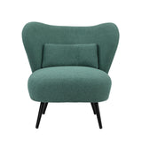 Oikiture Armchair with Lumbar Pillow Wingback Polyester linen Green - Close-Up Angle