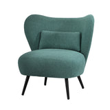 Oikiture Armchair with Lumbar Pillow Wingback Polyester linen Green - 45-Degree Angle
