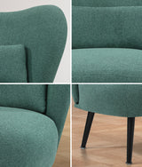 Oikiture Armchair with Lumbar Pillow Wingback Polyester linen Green