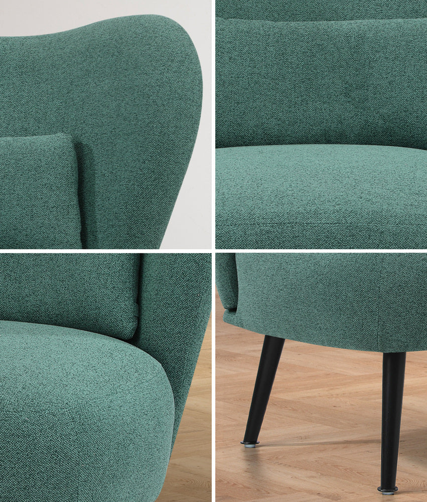Oikiture Armchair with Lumbar Pillow Wingback Polyester linen Green