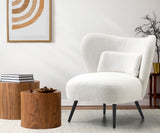 Oikiture Lounge Chair with Lumbar Pillow Wingback Boucle White