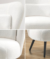 Oikiture Lounge Chair with Lumbar Pillow Wingback Boucle White - Close-Up Angle