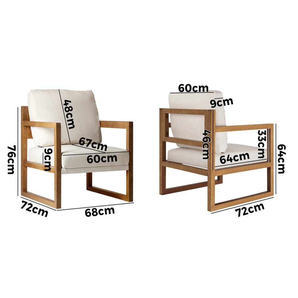 Oikiture 3x Armchair Lounge Sofa Chair Fabric Tub Couches