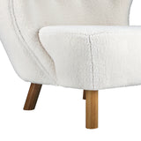 Oikiture Armchair Accent Couches Sofa White - Side View