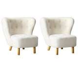 Oikiture 2x Armchair Highback Lounge Couches Sofa Sherpa White