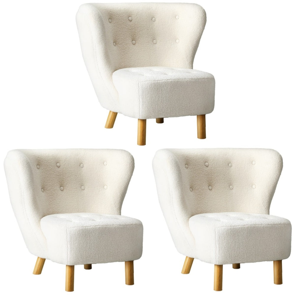 Oikiture 3x Armchair Highback Lounge Couches Sofa Sherpa White