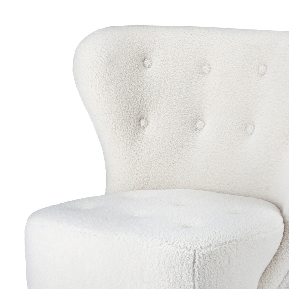Oikiture 3x Armchair Highback Lounge Couches Sofa Sherpa White