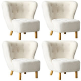 Oikiture 4x Armchair Highback Lounge Couches Sofa Sherpa White