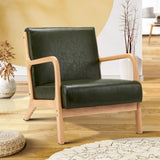 Oikiture Armchair Lounge Chair Couches Sofa Wood PU Green